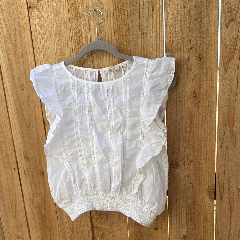 Elan White Sleeveless Ruffled Smocked Blouse - Picture 5 of 14